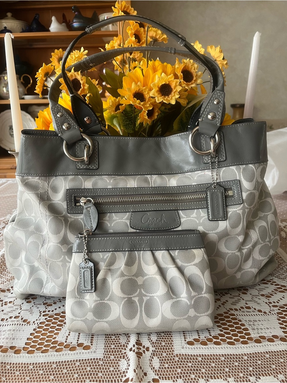 Coach Penelope Signature Satchel with matching wristlet